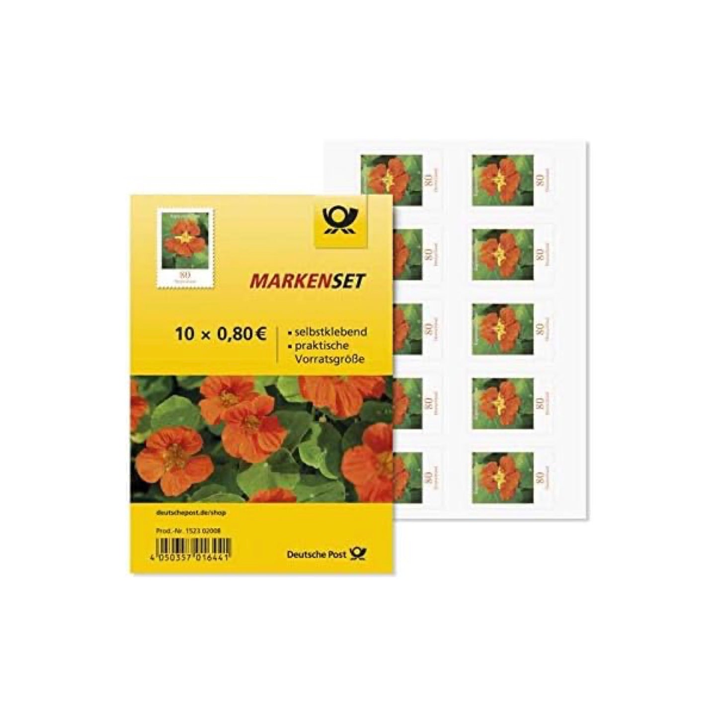 20 Stück Deutsche Post 0,80€ Briefmarken "Kapuzinerkresse" Selbstklebend