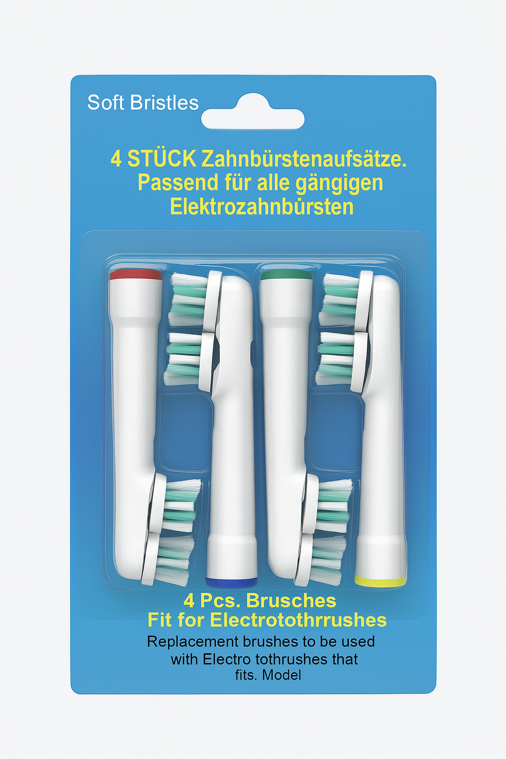 Ersatzbürsten für elektrische Zahnbürsten – 4 Stück, weiche Borsten, kompatibel mit gängigen Modellen