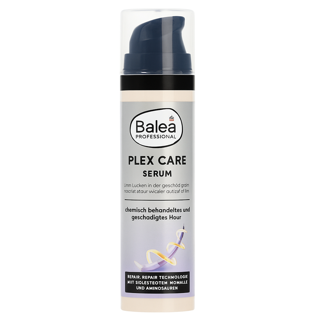 Flasche des Balea Professional Plex Care Serums, 50 ml, mit Pumpspender – Haarpflege mit Plex-Technologie für strapaziertes Haar