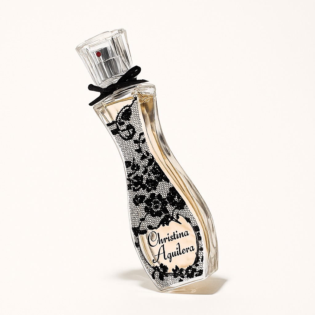 Christina Aguilera Flakon, leicht gekippt, auf weißem Hintergrund.