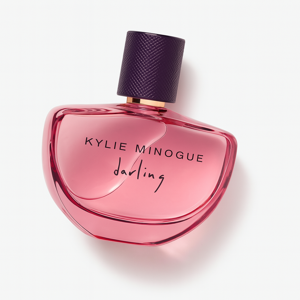 Kylie Minogue Darling Flakon auf weißem Hintergrund.