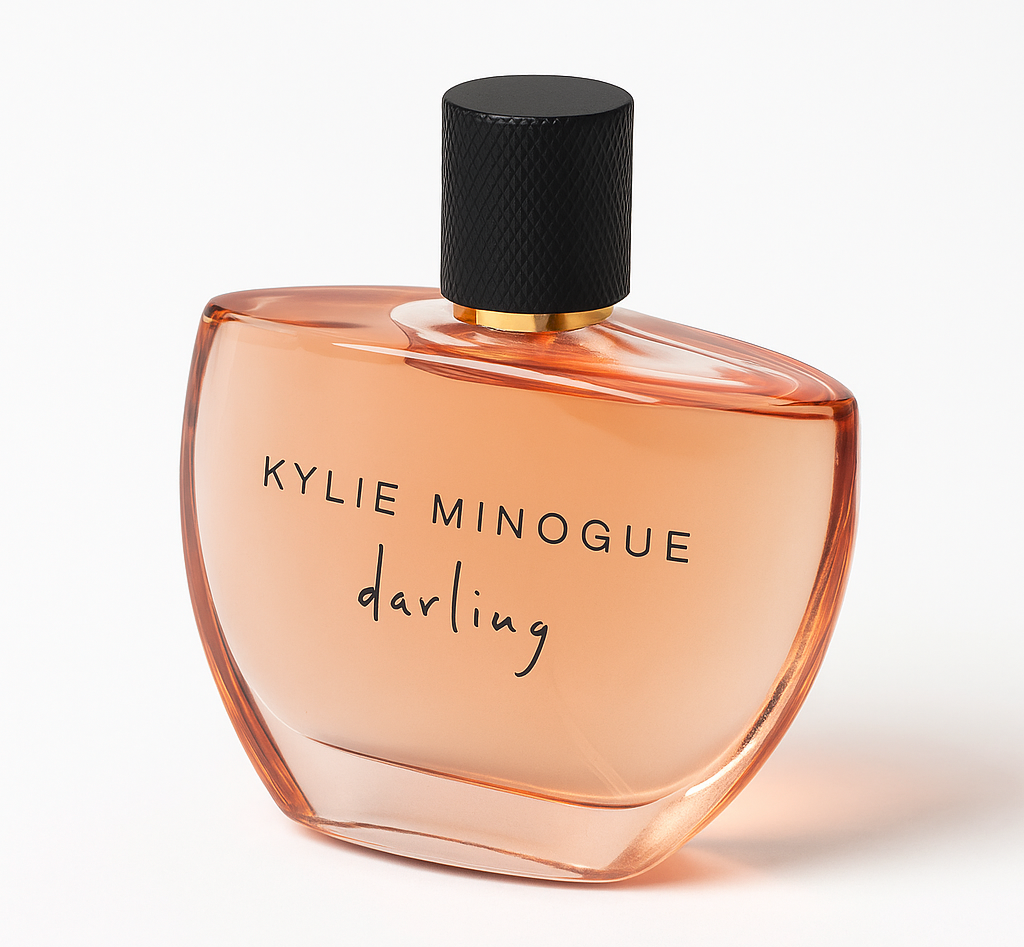 Kylie Minogue Darling Flakon auf weißem Hintergrund.