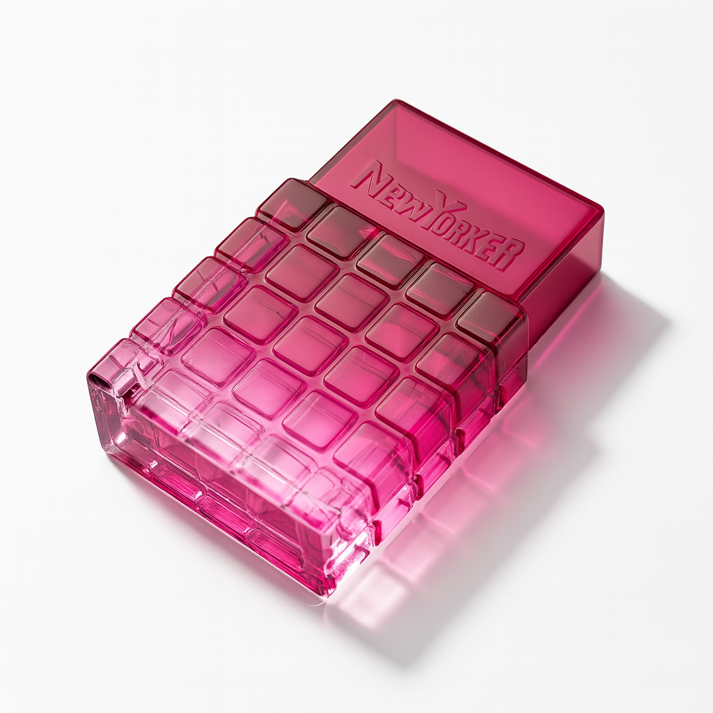 New Yorker Style Up Women Flakon liegend auf weißem Grund.