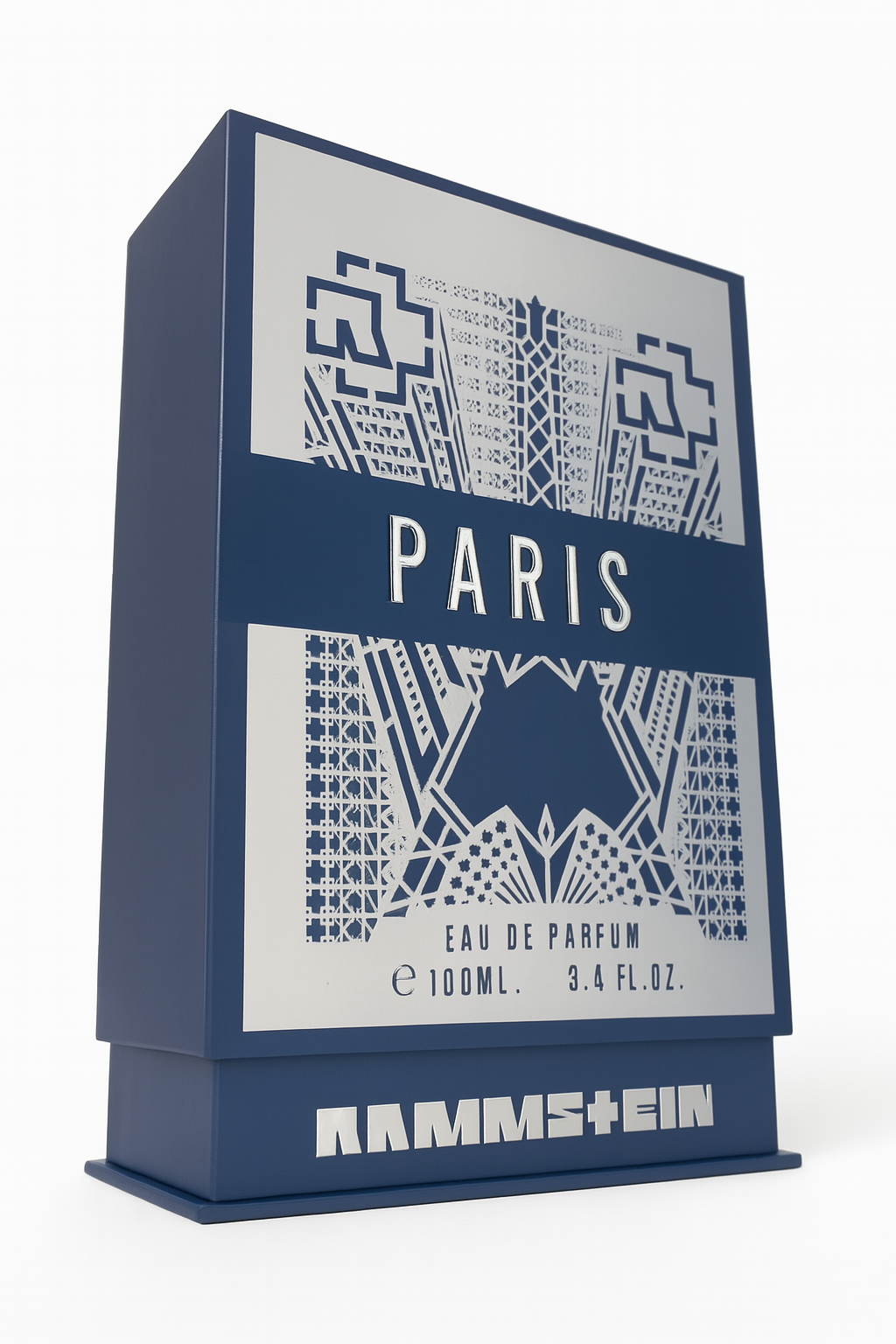 Rammstein Paris Verpackung steht seitlich auf weißem Hintergrund
