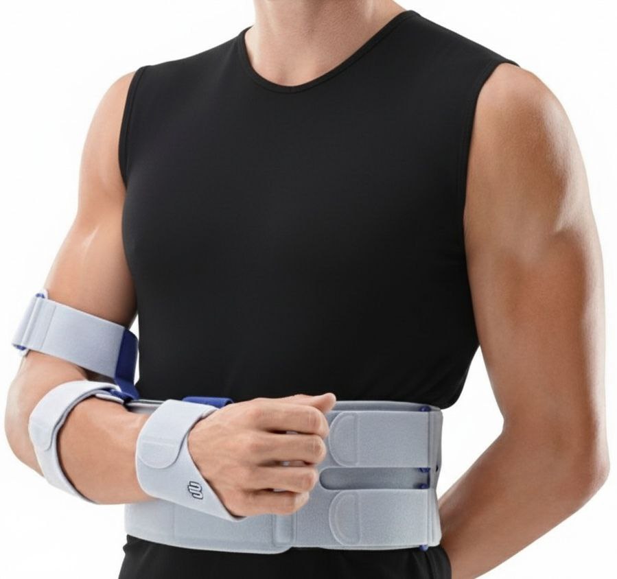 Bauerfeind OmoLoc Schulterorthese Größe 1 Ausführung L Farbe Grau