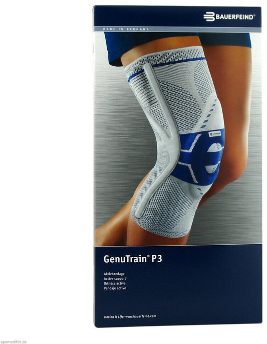 Neu Bauerfeind GenuTrain P3 Größe 3 Links Kniebandage Farbe Natur Unisex knee brace Size3 Left
