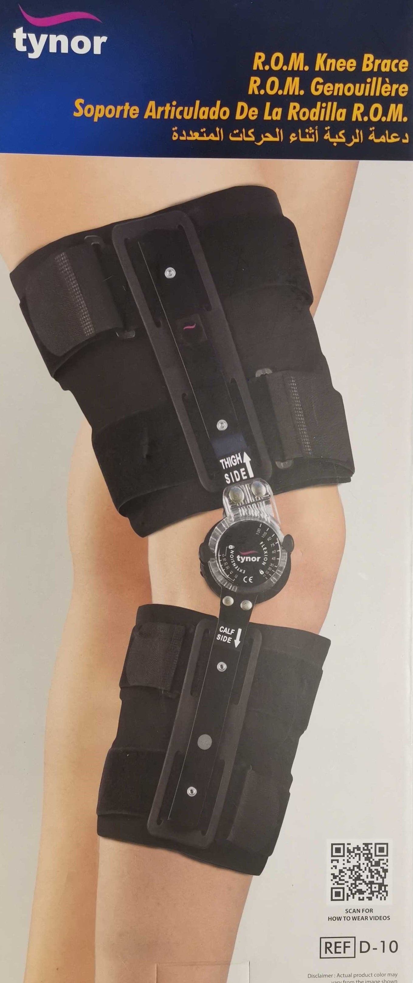 Tynor Knieorthese Bandage R.O.M Knee Brace Schwarz Neu Fascino Black Universal