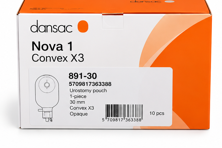 Dansac Nova 1 Urostomiebeutel Konvex 30 mm hautfarben 891-30, 10 Stück – Neu