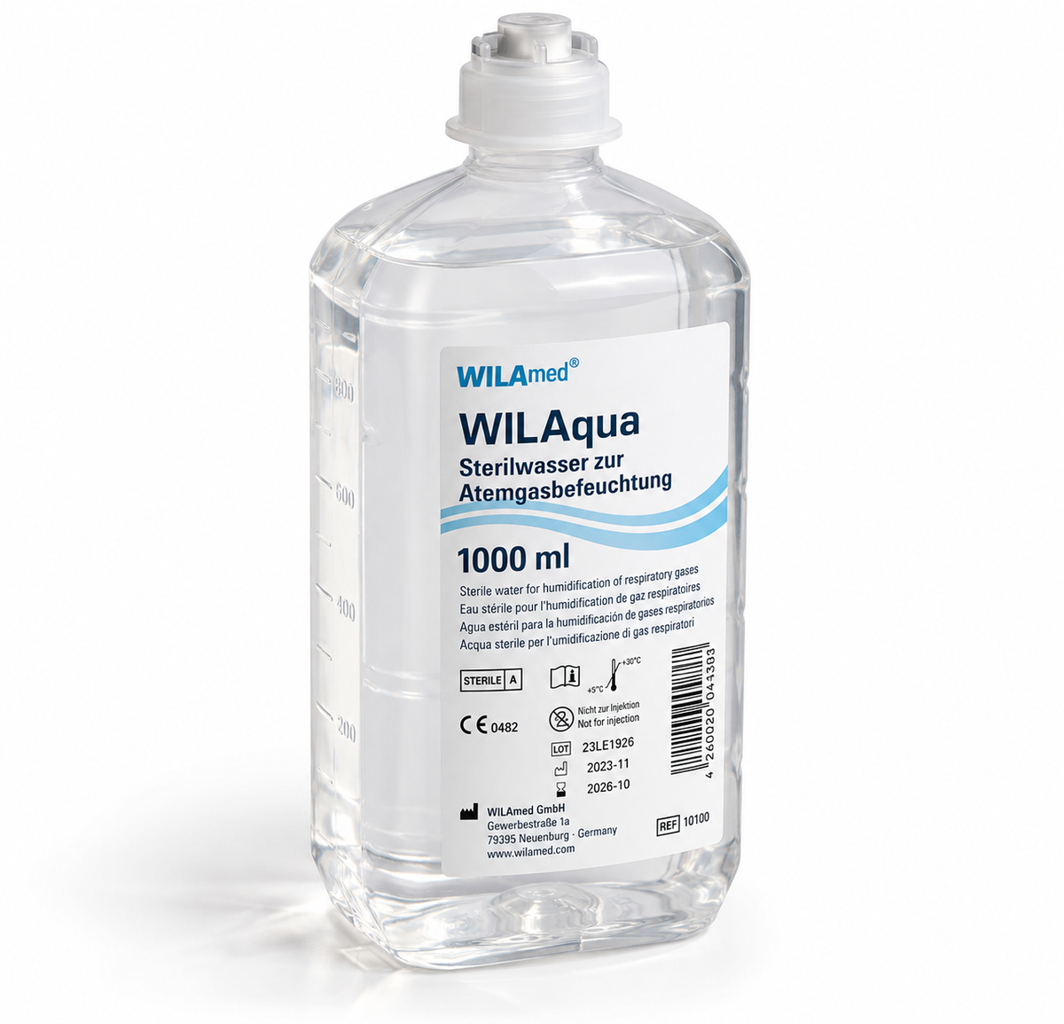 WILAqua Sterilwasser zur Atemgasbefeuchtung 1000 ml – Neu