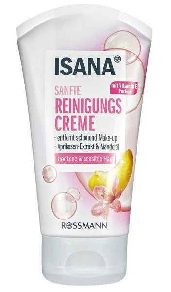Isana Sanfte Reinigungscreme entfernt Make-Up mit Aprikosen-Extrakt & Mandelöl 150 ml