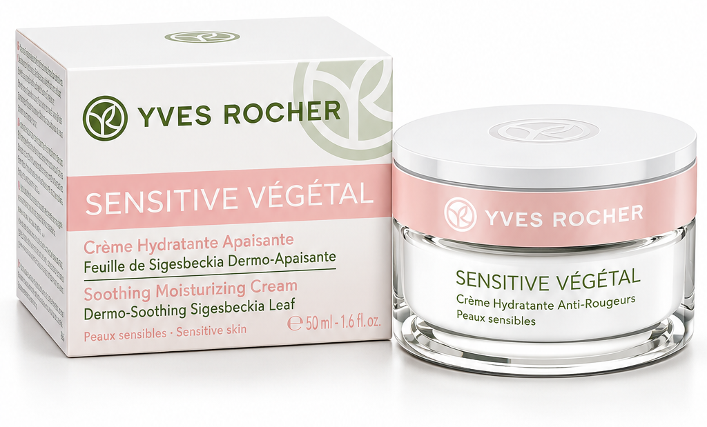 Yves Rocher Sensitive Végétal Crème Hydratante Apaisante 50 ml – Tiegel mit Verpackung